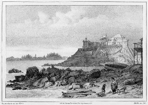 1827 Illustration Of Castle Hill (Old Sitka, Alaska) By Postels