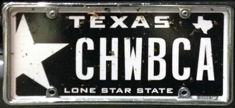 2012 Texas License Plate Chwbca Vanity