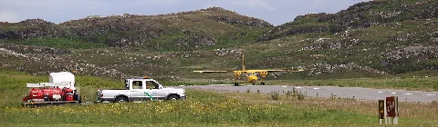 Britten Norman Islander Lined Up For Take Off At Colonsay Airport