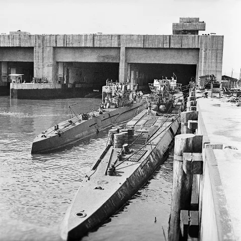 Captured German U Boats Outside Their Pen At Trondheim In Norway, 19 May 1945. Bu6382