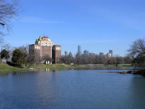 Dallas Downtown Skyline Seen From Lake Cliff