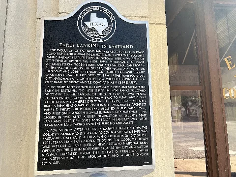 Early Banking In Eastland Texas Historical Marker