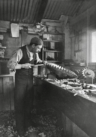 Henry Binney Hawke Making Pattern For His Foundry (Slsa B 58330 41)