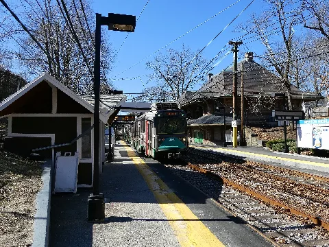 Inbound Train At Newton Highlands Station, March 2022
