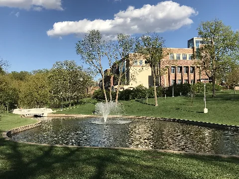 Miller Pond Fountain Bridge Art Ed Building