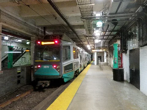 Outbound Train Leaving Prudential Station, July 2019