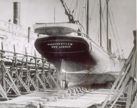 Schooner William Booth At Atlantic Works, 1910