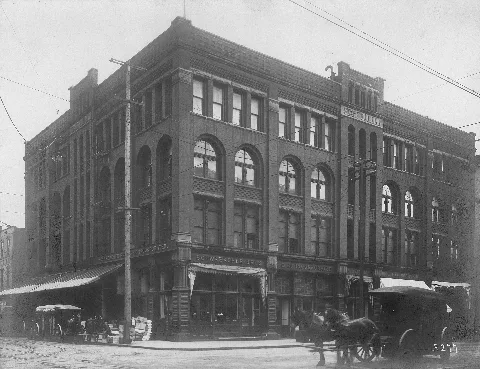 State Building, Corner Of S Main St And Occidental Ave S, Probably Between 1891 And 1900 (Seattle 3173)