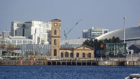 The Queen's Dock Pumping House, River Clyde, Glasgow, Scotland