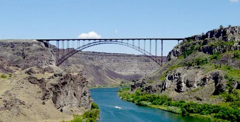 U.s. Highway 93 Bridge From Within Snake River Canyon