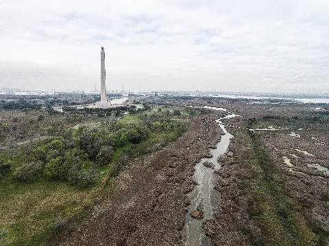 Uav View Of The San Jacinto Battlefield Site And Texas Monument