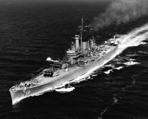 Uss Salem (Ca 139) Underway In The Mediterranean Sea On 16 June 1952 (Nh 97605)