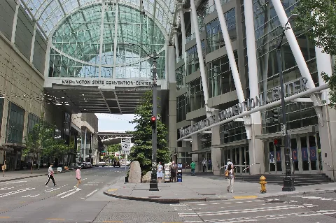 Washington State Convention Center Skybridge And Lobby From 7Th Avenue
