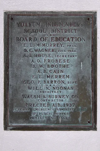 Yoakum High School Plaque