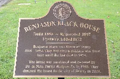 Benjamin Clayton Black House, Historical Marker