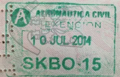 Colombian Exit Tax Stamp 2013 11 10 19 10