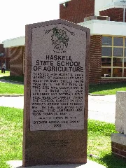 Historical Marker For Site Of Haskell State School Of Agriculture, Built 1911, Demolished 1987