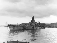 Japanese Cruiser Aoba Sunk At Kure, Japan, 9 October 1945 (80 G 351754)