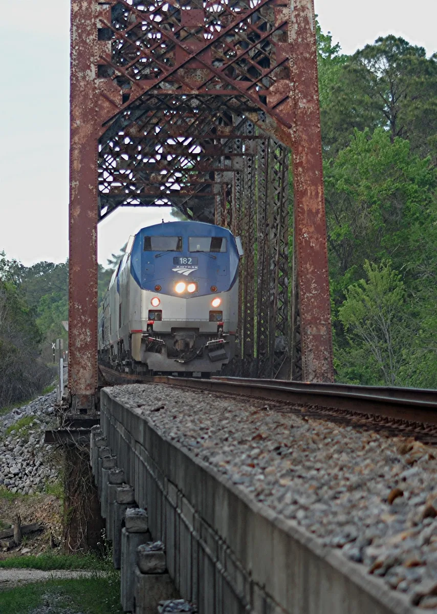 Amtrak Crescent Crossing The Pearl River Into Louisiana, April 2010
