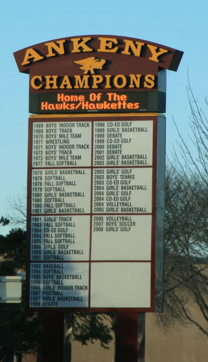 Ankeny Iowa 20080104 High School Sign