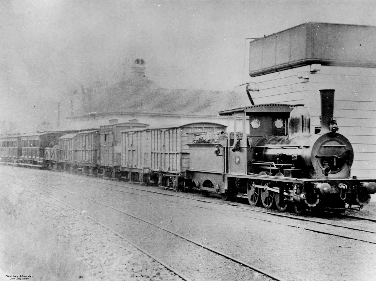 Steam Train At Grandchester Railway Station Queensland Ca. 1879